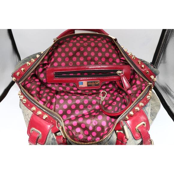 "WOW" Denim Pop Art Denim Duffel Shoulder Bag - Nicole Lee - Punk Grunge Graphic - Picture 11 of 14